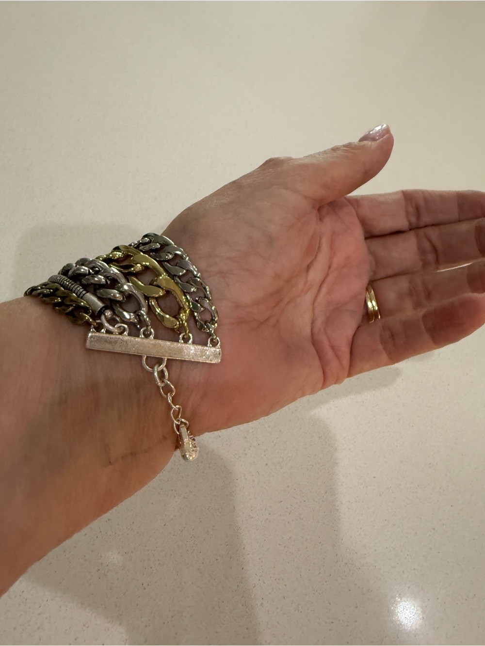 Jenny Bird Austin Mixed Metal 5 Strand Chain Bracelet Gold Silver - Picture 6 of 7